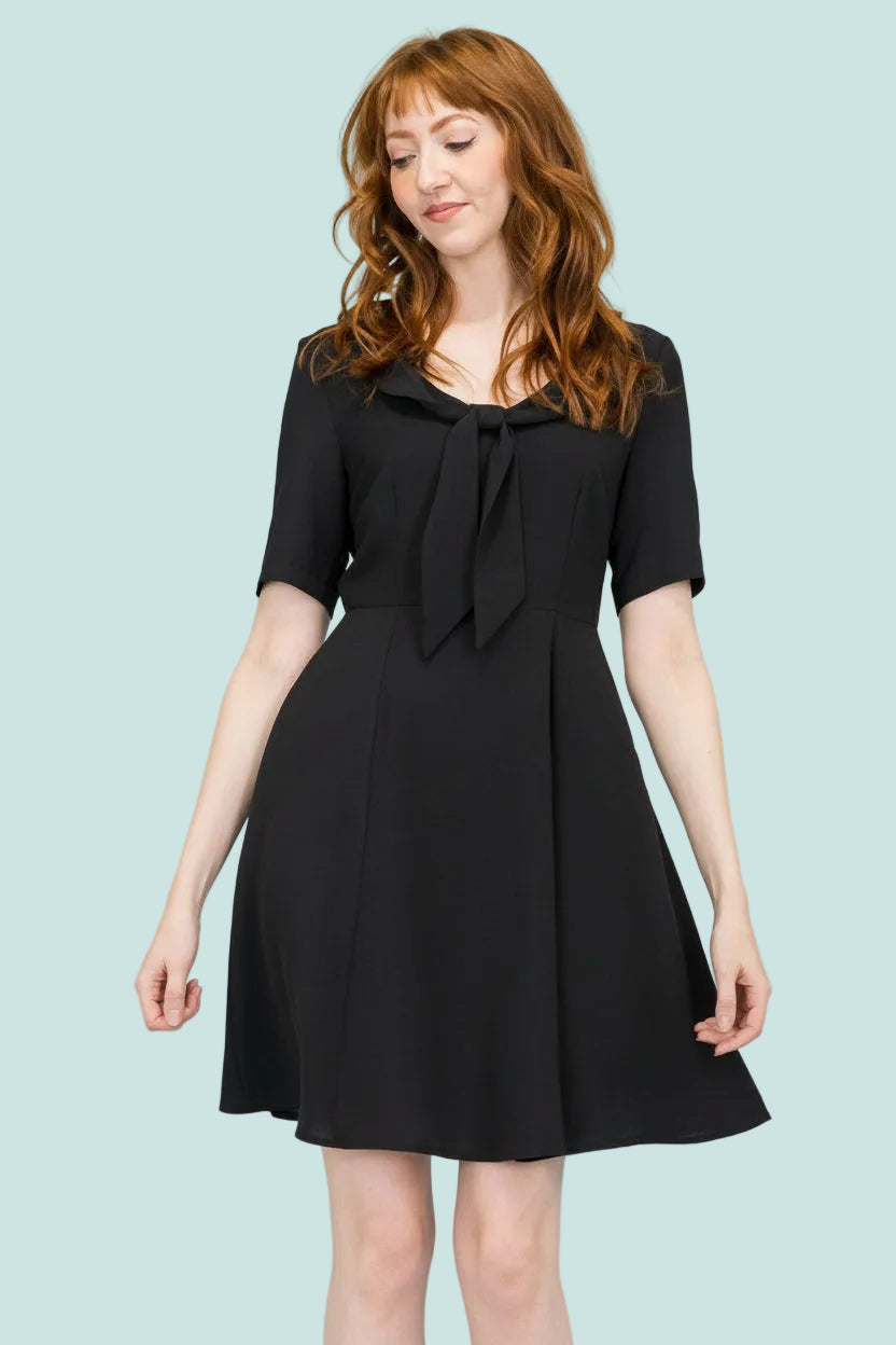 black peter pan collar dress Hde Plus Size Fit and Flare Collared Casual Skater Dress 2X girls dress Cosmic Aura Black Peter Pan