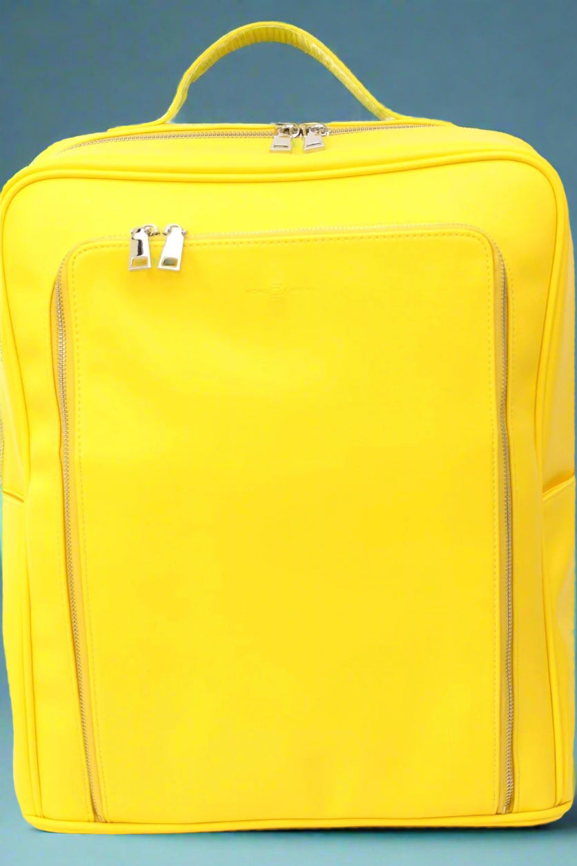 bright yellow leather backpack Monochrome Yellow Backpack