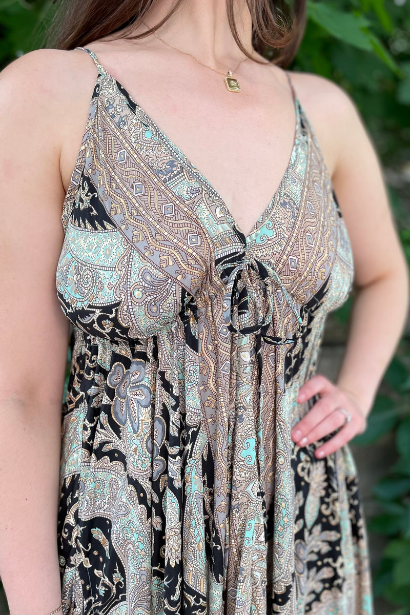 Lucky Brand Paisley Tiered Maxi Dress