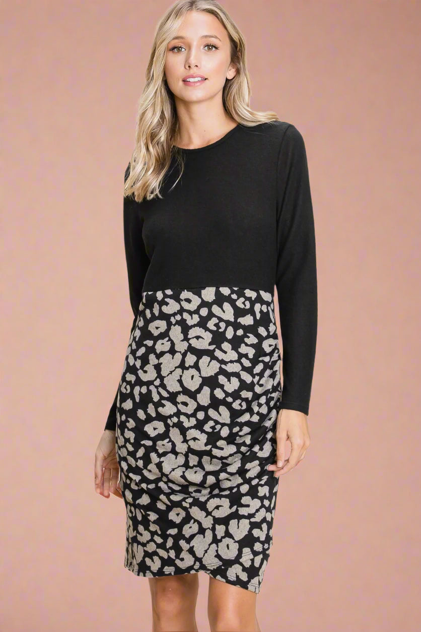 Animal Color Block Dress