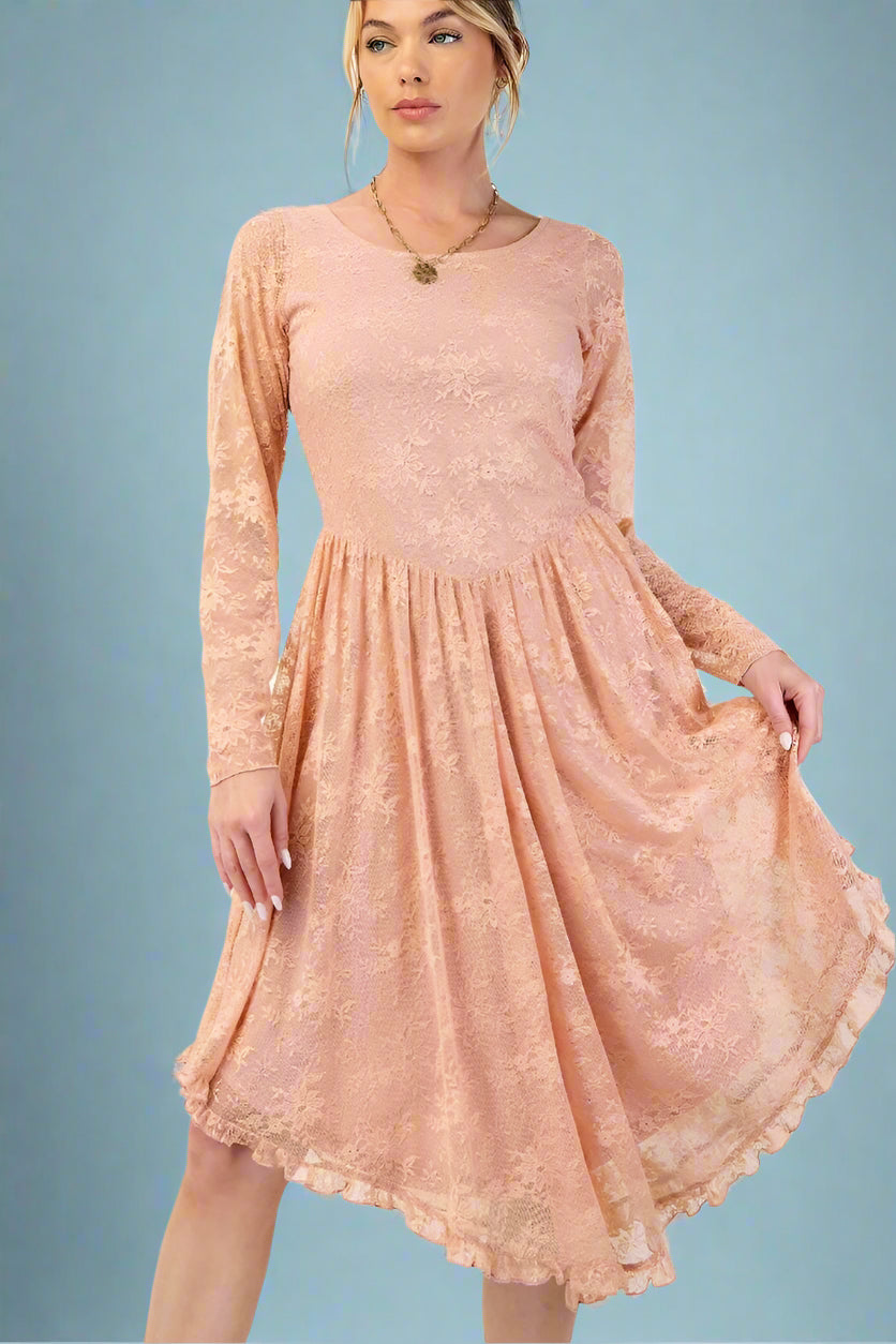 chinese dress ladies Drop Waist Lace Dress