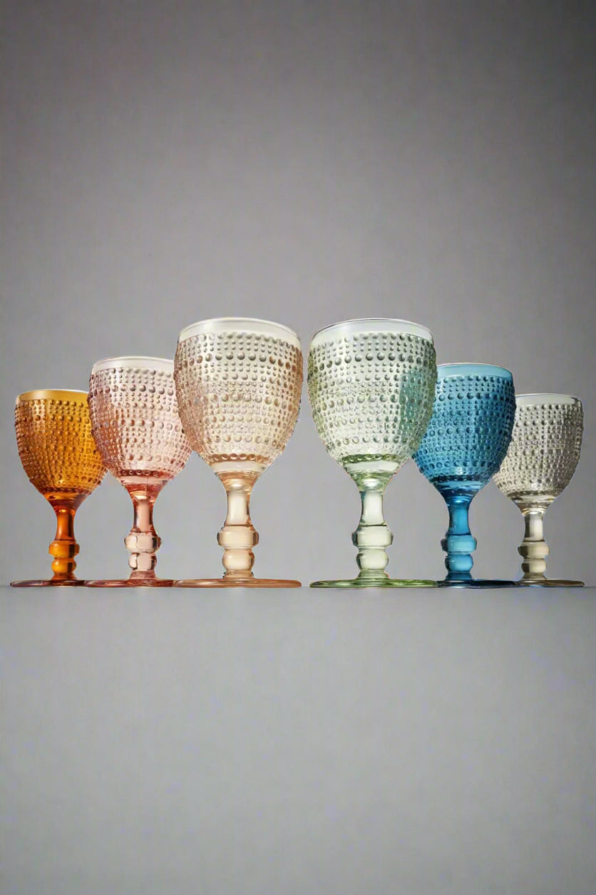 Beaded Goblet Wine Glasses Set of 6, 14.8 OZ  Spot