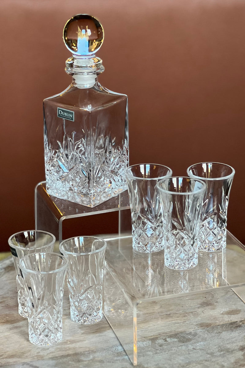 Dublin Cut Crystal Whiskey Glasses, Set of 4