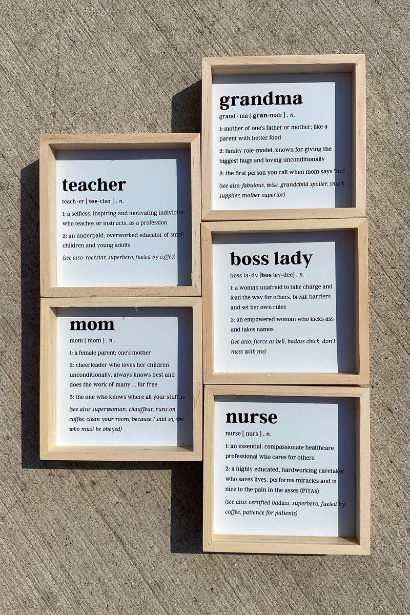 Definition Sign Small Teacher Grandma Mom Boss Lady Nurse Cute Decor – Spot