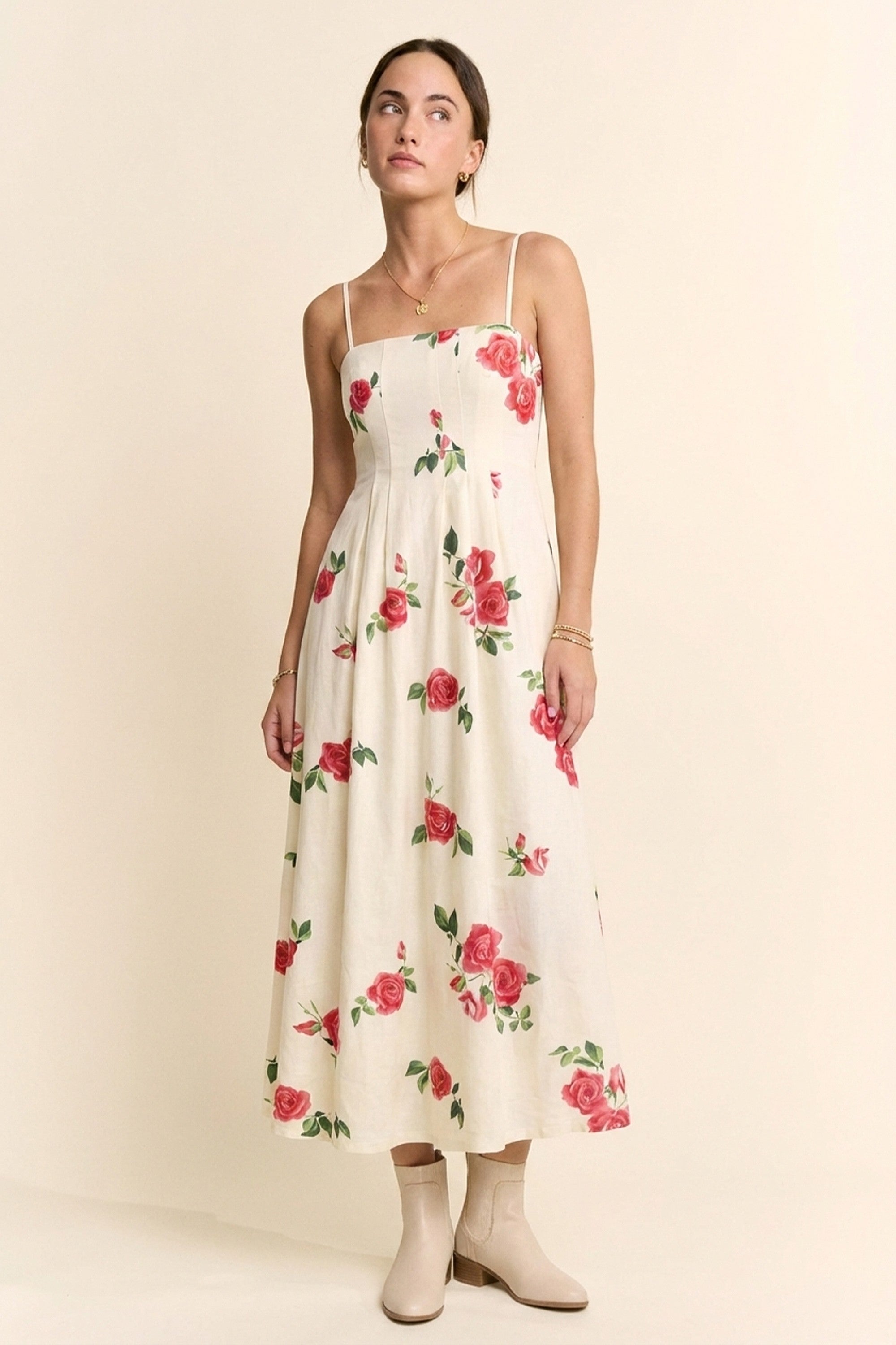 Floral Detachable Strap Dress
