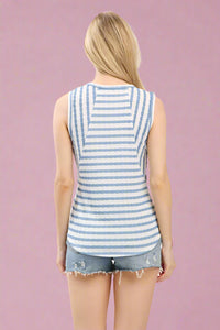 Textured Stripe Tank - Light Blue