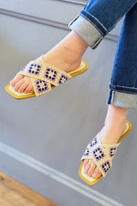 Crochet Cross Upper Slide - Lilac