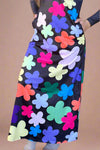 Asymmetric Floral Maxi Dress - Black