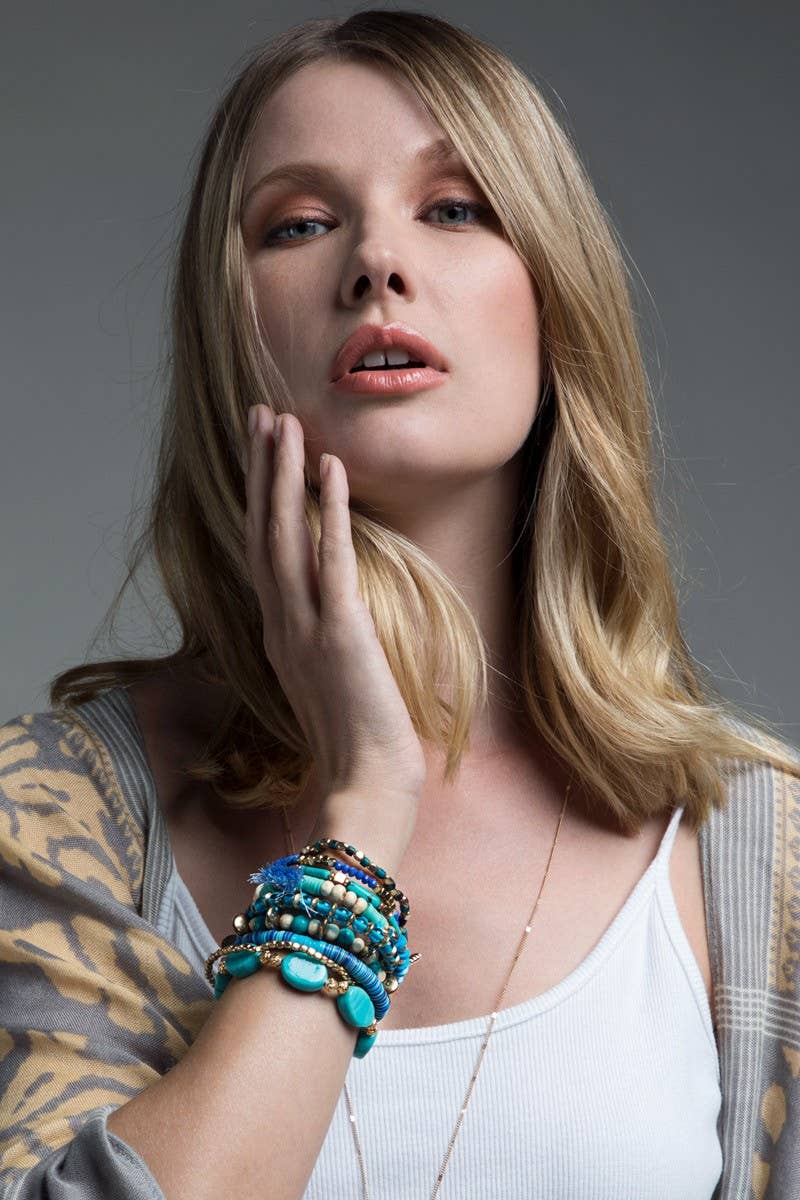 Charm & Bead Bracelet Set - Turquoise