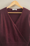 Surplice V Neck Sweater - Wine