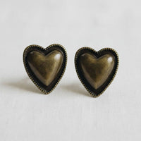 Bronze Heart Stud Earrings