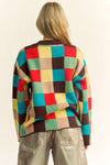 Multi Color Blocked Pullover Sweater Top