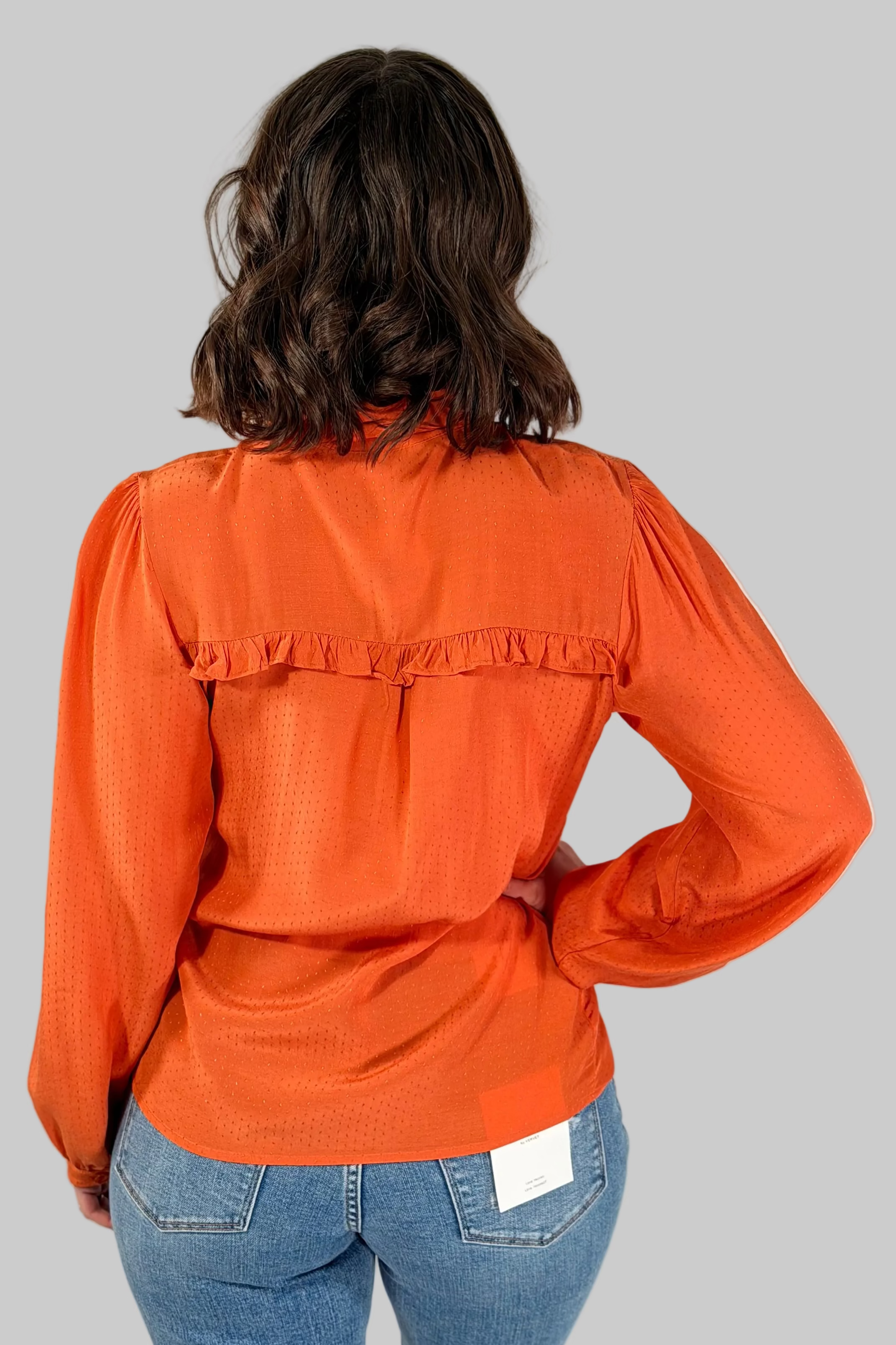 Ruffle Blouse Bow - Pumpkin