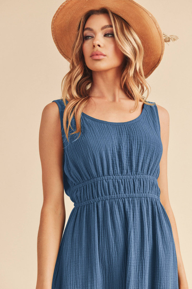 Darci Open Back Dress - Azure
