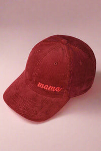 Mama Corduroy Baseball Cap - Burgundy