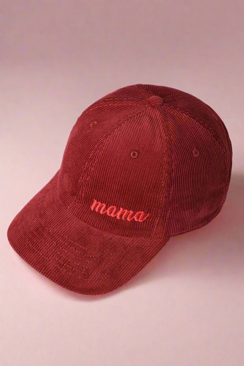 Mama Corduroy Baseball Cap - Burgundy