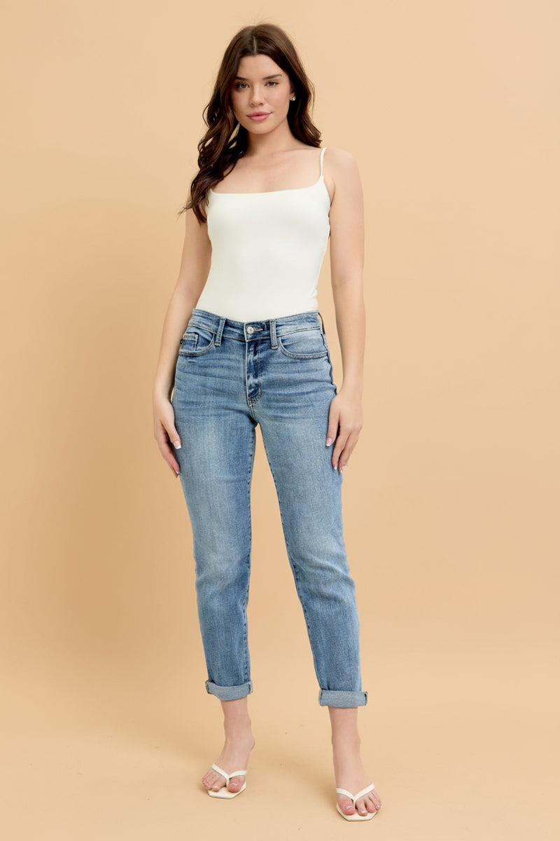 Mid Rise Bleach Wash Boyfriend - JB161