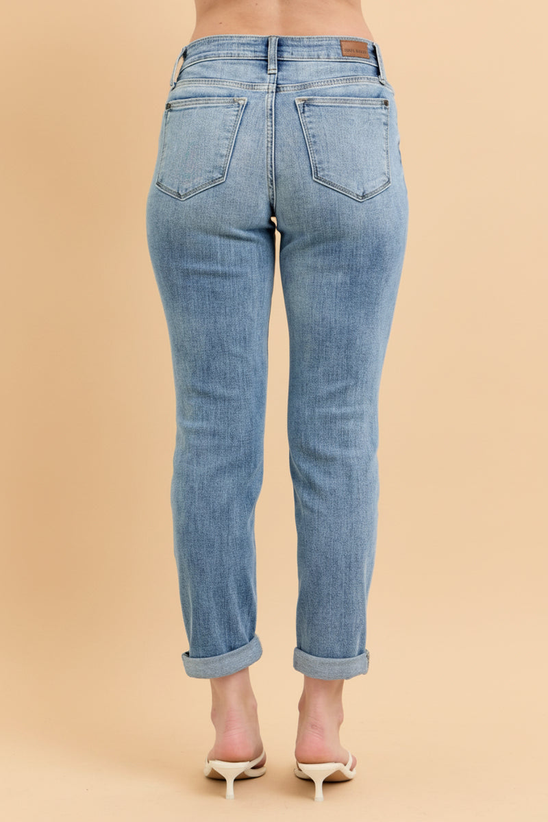 Mid Rise Bleach Wash Boyfriend - JB161