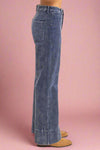 Mineral Washed Flare Pants - Blue