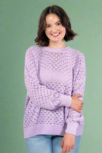 Light Weight Open Knit Sweater - Lavender