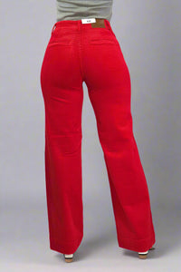 High Waisted Red Corduroy Wide Leg JB144