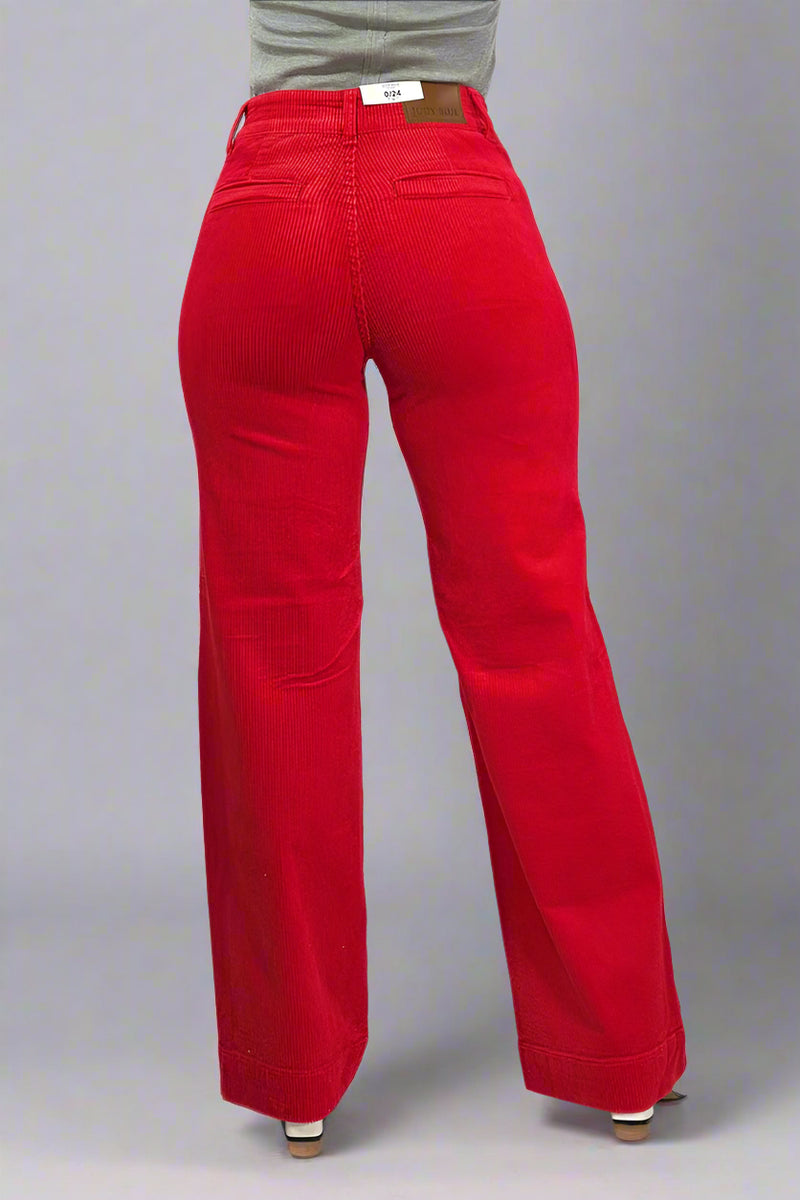 High Waisted Red Corduroy Wide Leg JB144