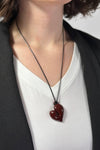 Geometric Heart Adjustable Necklace - Burgundy