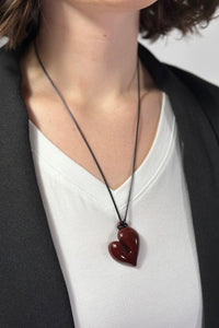Geometric Heart Adjustable Necklace - Burgundy