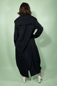 Lapel Button Up Long Coat - Black