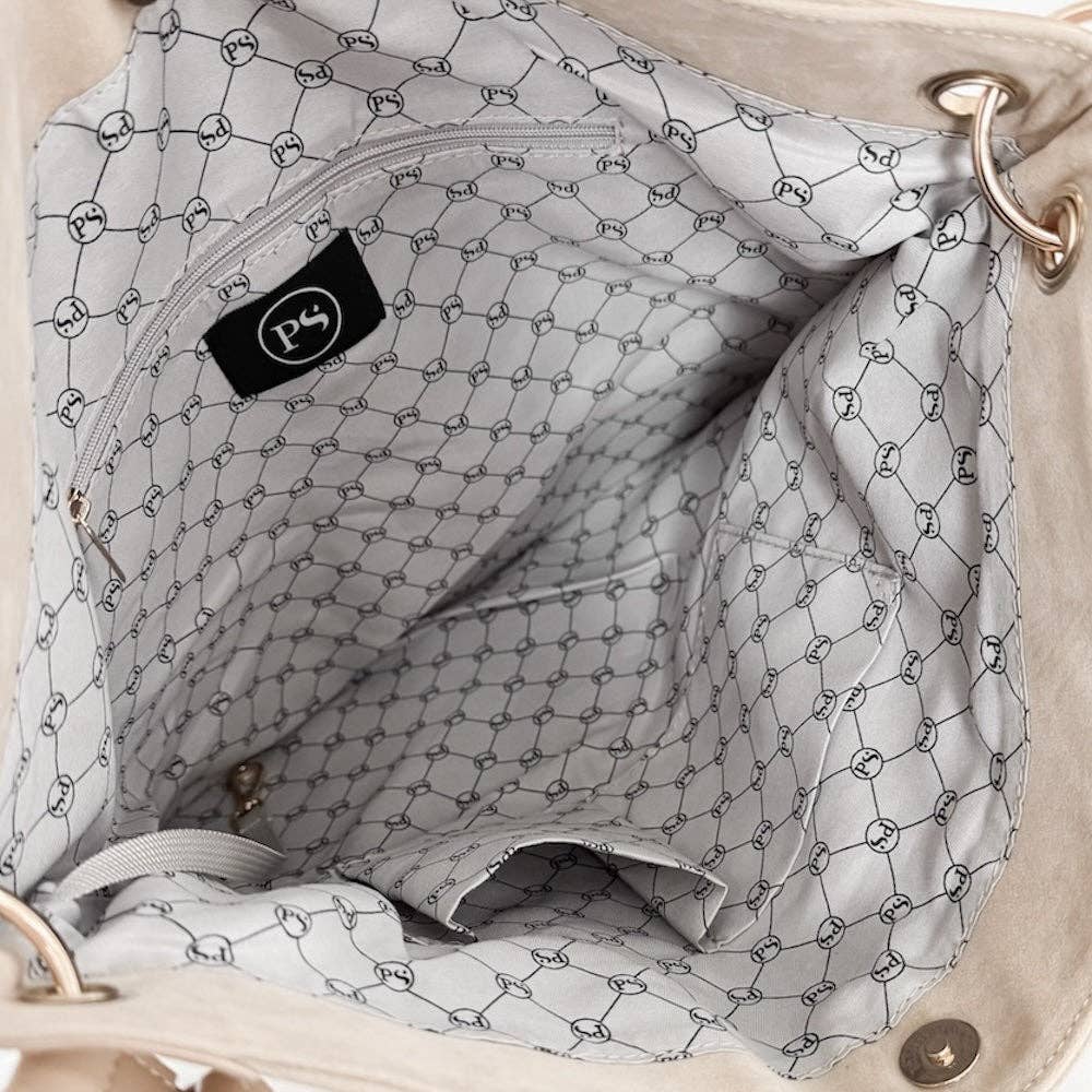 Rosalie Rivet Suede Hobo Bag - Oat