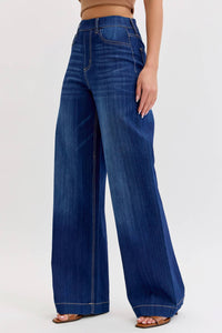High Rise Pull-On Wide Leg Denim C265