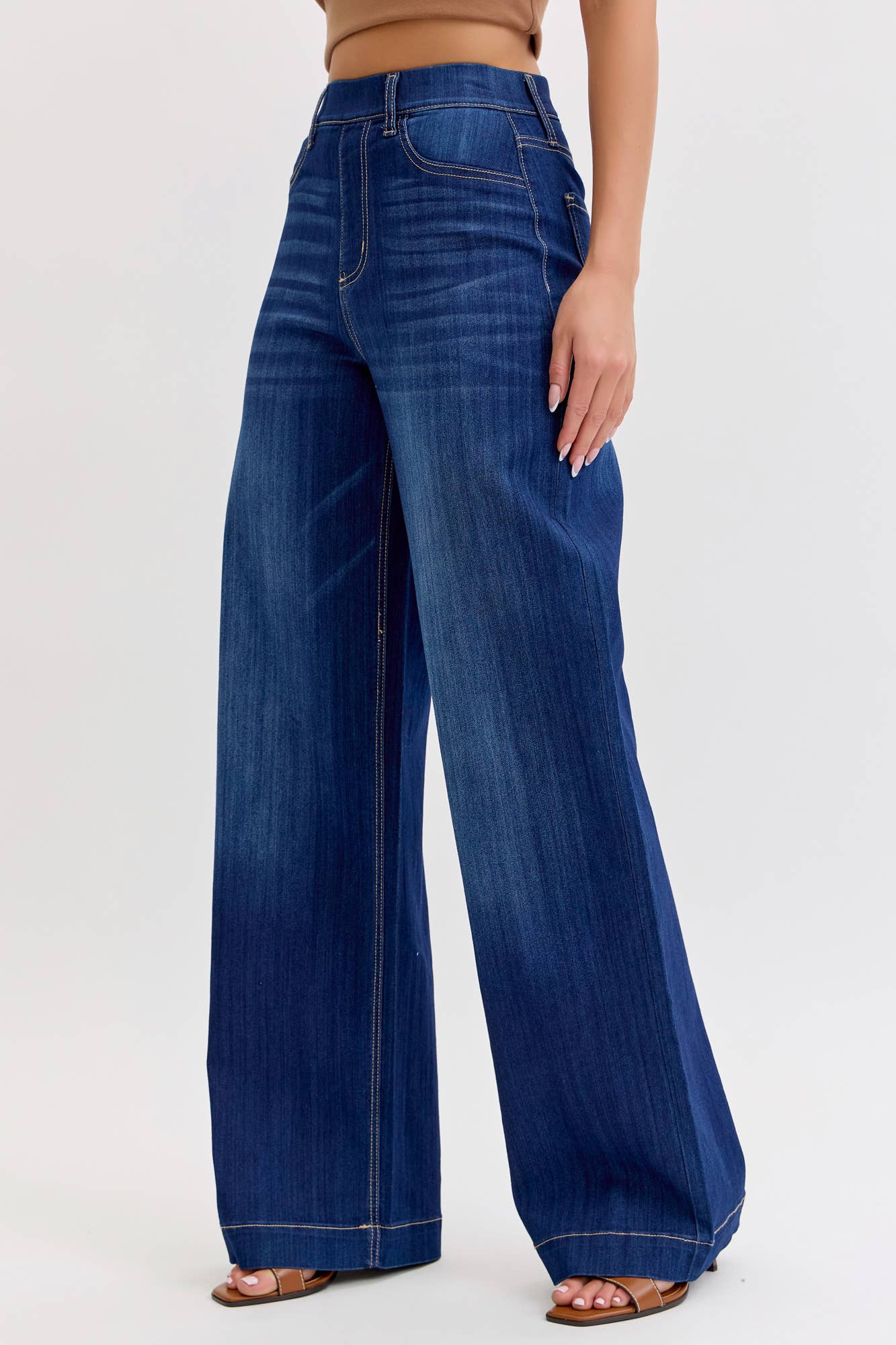 High Rise Pull-On Wide Leg Denim C265