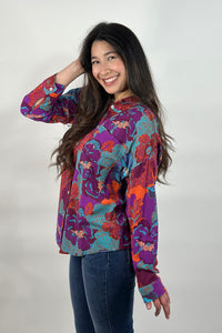 Purple Floral Button Down