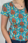 Top With Tulip Sleeve Teal