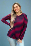 Long Sleeve Stripe Top Purple