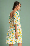 Smocked Mini Lemon Dress - Yellow