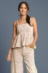Peplum Floral Tank Top - Khaki