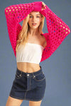 Open Stitch Bolero Cardigan - Fuchsia