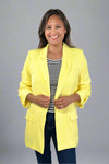 Roll Up Sleeve Open Blazer - Yellow