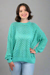 Light Weight Open Knit Sweater - Atlantis Green