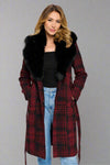 Cosmopolitan Faux Fur-Trimmed Plaid Coat