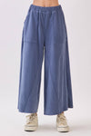 Wide-Leg Corduroy Culotte Pants - Denim
