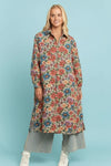 Boho Floral Jacquard Long Shirt Jacket