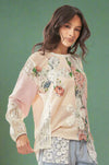 Lace Floral Mix Fabric Top - Beige