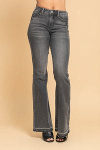 Mid Rise Tummy Control Grey Flare - JB157
