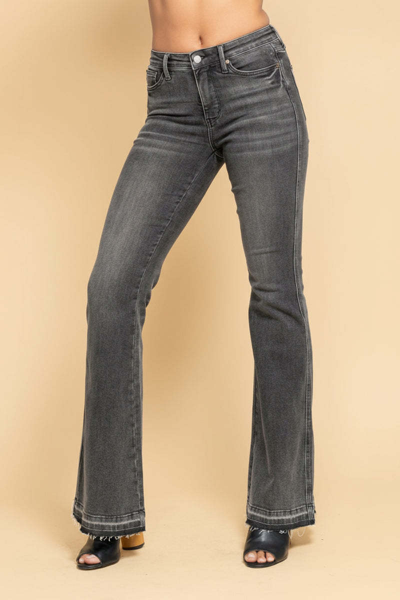 Mid Rise Tummy Control Grey Flare - JB157