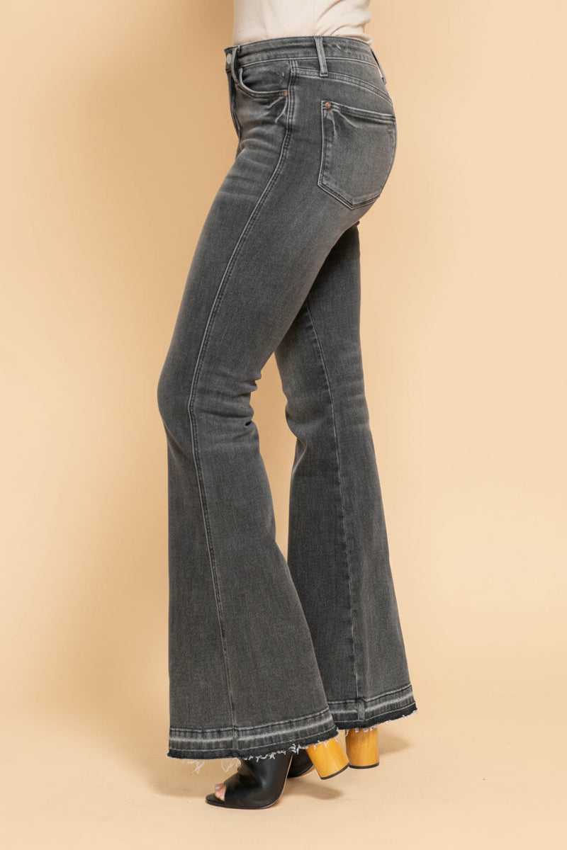 Mid Rise Tummy Control Grey Flare - JB157