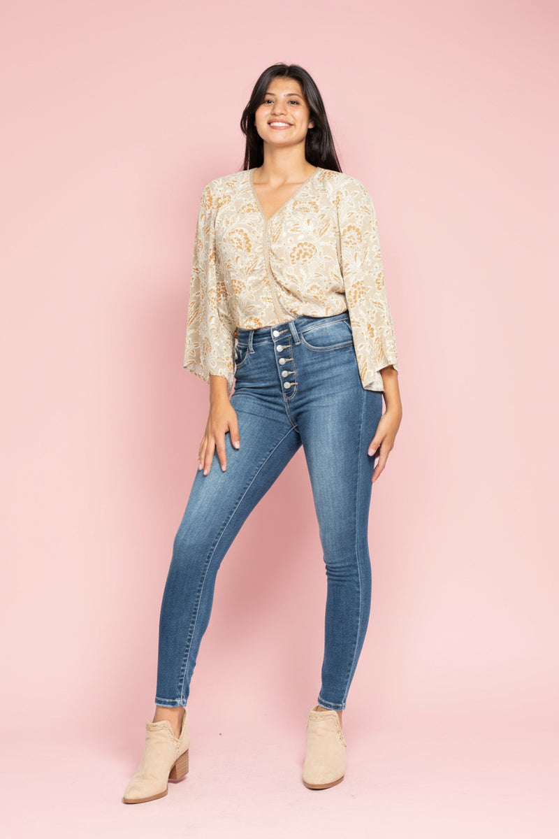 High Rise Button Fly Skinny - JB158