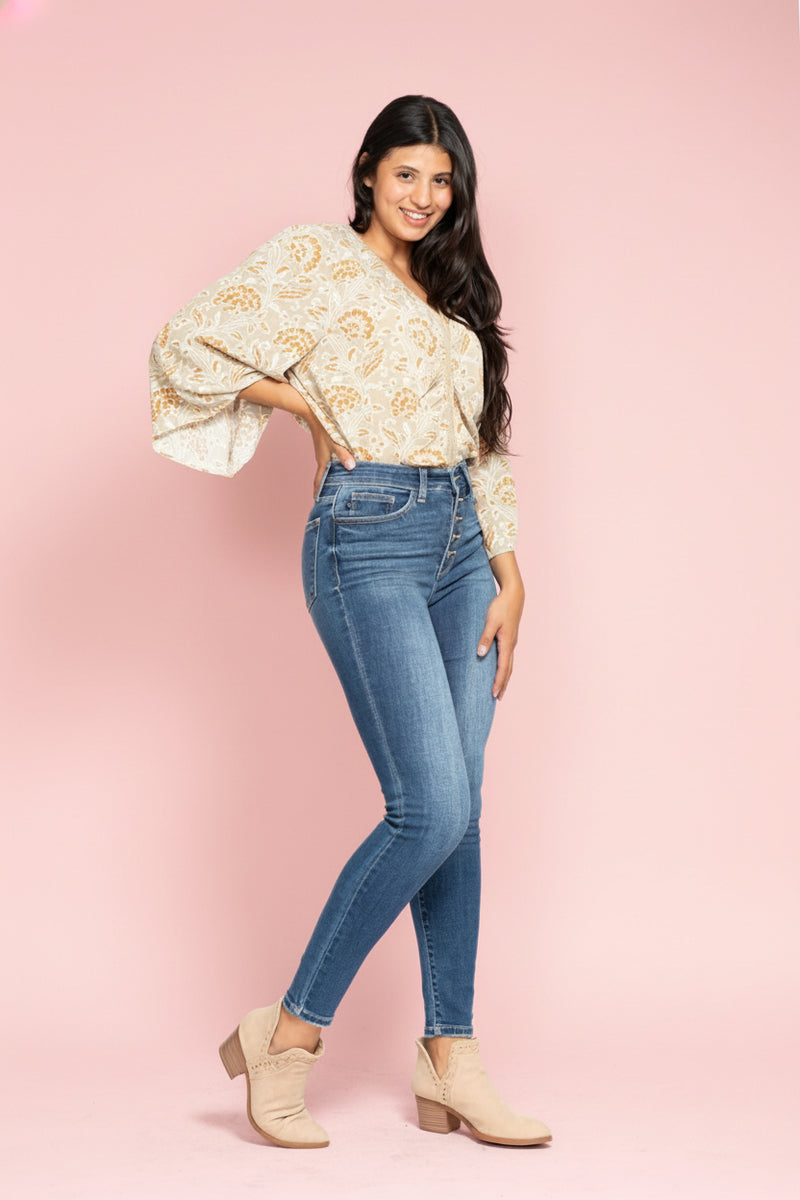 High Rise Button Fly Skinny - JB158