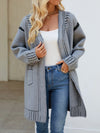 Cartoon Jacquard Long Cardigan - Grey